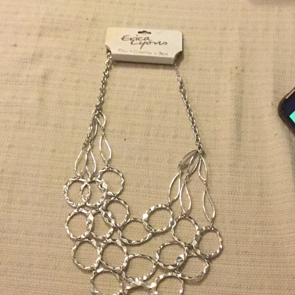 Brand New Erica Lyons 3-Tiered Silver Necklace